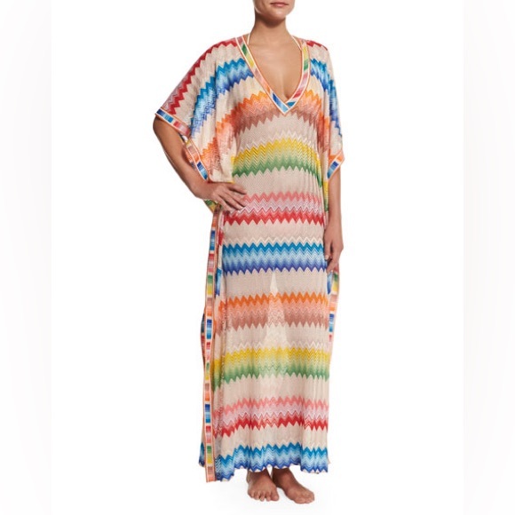Missoni Mare Zigzag-Print Long Caftan Coverup, Multi Size OS - Picture 1 of 7
